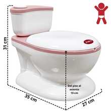 Joykoo Bañito Entrenador para Niños  Diseño Realista y Sonido de Agua Espacio para Toallitas Base Antideslizante - Rosa - Ver 4