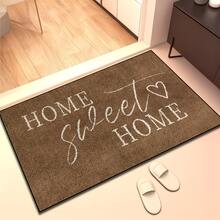 1pc "Home Sweet Home" Letter Print Doormat With Heart Decor, Suitable For Indoor/Outdoor Use, Soft & Comfortable, Foldable & Washable Rectangular Rug, Applicable For Front Door, Living Room, Bedroom, Plush, Home Decor Carpet - Multicolor - View 4