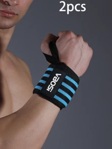 1 Pair Colorblock Sports Style Elastic Wrap Wrist Support, Professional Sports Protective Gear. Adjustable Wrap Strap Design, Soft & Breathable Knit Blend Material, Provides Wrist Compression, Joint Support, Impact Absorption, Moisture-Wicking, And Stretchy Fit. - VB Wrist Brace - View 16