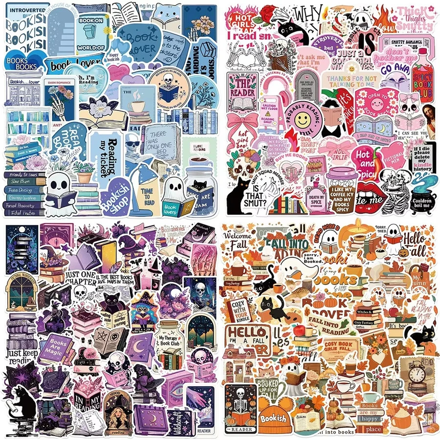 50/200PCS Aesthetics Bookish Popular Graffiti Creative Stickers Decorative DIY Phone Cases, Diaries, Helmets, Water Bottles, Laptops, And Other Waterproof Gifts. Scrapbook Supplies Stationery Funny Stickers - 1 Set - View 1