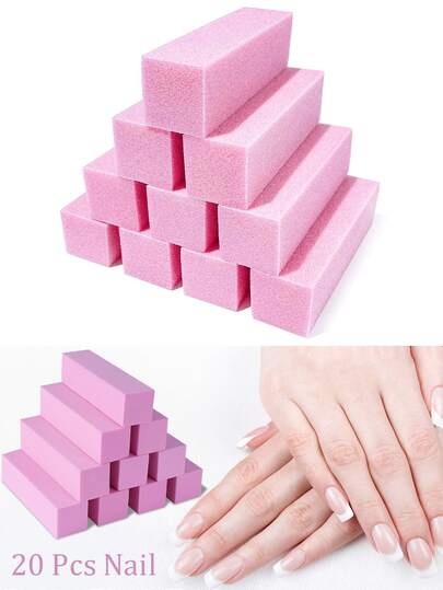 20pcs Nail Buffer Block, Medium/Fine Grit 100/180 Finishing Buffers For Acrylic Nails Gel Polish Nails, 3 Way Professional Pedicure Manicure Buffer Kits, Manicure Pedicure Tools For Gel Nails Salon Home Use