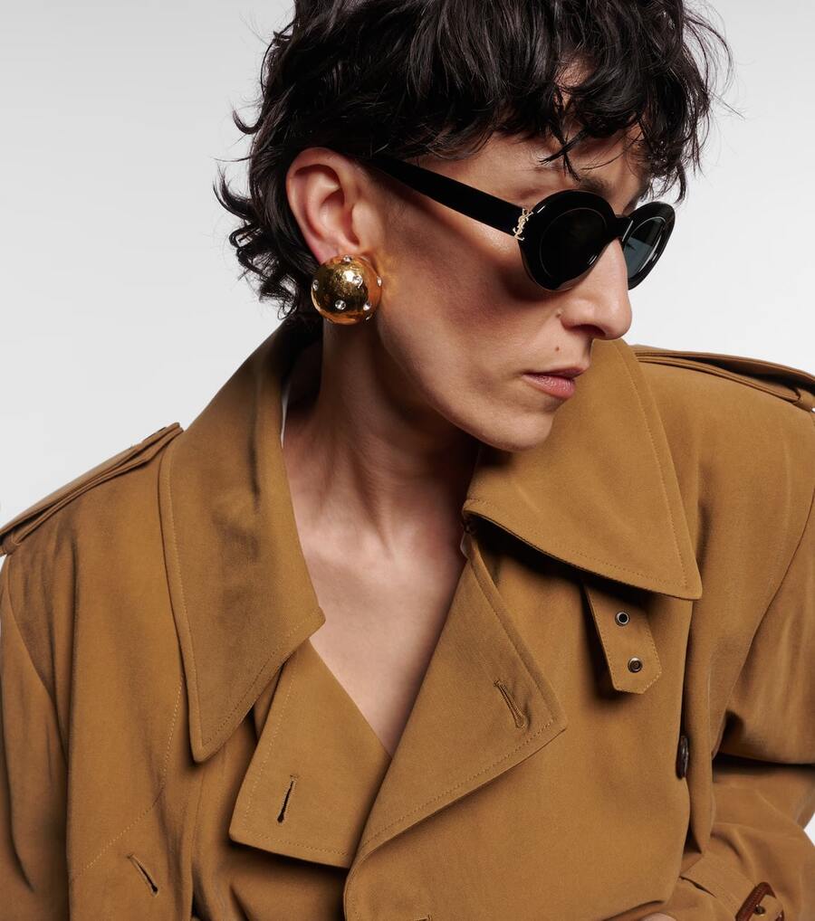 Yves Saint Laurent 1 副时尚女士眼镜，字母和铰链交织，经典系列复古椭圆形女士风格，适合情侣、旅行、秋季穿着、校园风格、自驾、拍照和派对。一份很棒的礼物 - 棕色 - 查看 1