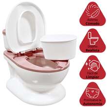 Joykoo Bañito Entrenador para Niños  Diseño Realista y Sonido de Agua Espacio para Toallitas Base Antideslizante - Rosa - Ver 3