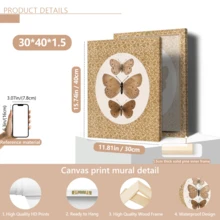 1pc Vintage Style Butterfly Decorative Poster, Retro Butterfly Canvas Art Print - Melancholy Insect Wall Decor, Farmhouse Style, With Or Without Frame, Indoor Decoration, Housewarming Gift, Dorm Room Apartment Decor, Suitable For Hotel, Home, Living Room, Bedroom, Bathroom And Office Wall Decor - A - View 14