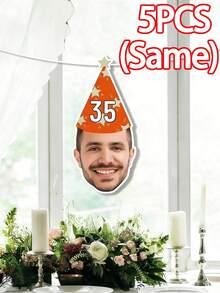 定制人脸照片生日横幅，个性化定制人脸派对横幅装饰，带生日帽的定制人脸横幅，单身人士生日派对趣味个性化人脸横幅，人脸横幅，新郎脸，老公生日礼物，趣味，纸质人脸，单身人士，个性化生日横幅，定制，个性化礼物，秋季装饰 - 多色-帽子橫幅 - 查看 18