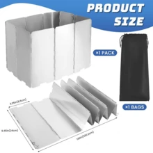 10pcs/12pcs/14pcs/16pcs Windshield Plates, Camping Stove Windshield, Insulation Plate Windshield, Stainless Steel Foldable Outdoor Windscreen With Drawstring Bag - Silver - View 2