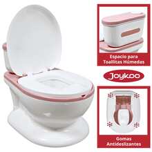 Joykoo Bañito Entrenador para Niños  Diseño Realista y Sonido de Agua Espacio para Toallitas Base Antideslizante - Rosa - Ver 5