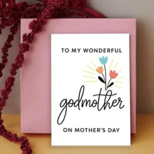 1张精美母亲节贺卡，送给教母，彩色鲜花图案，感谢教母的礼物，包含英文和多语言祝福语，感谢教母、阿姨、保姆的贺卡 - 套裝 - 查看 5