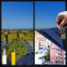 50cm X 200cm One-Way Adhesive Sun Film, Glass Sticker, Sunscreen Film, Heat Insulation Film, Privacy Film, Silver And Blue, Privacy Window Film, Sliding Door Sunscreen Film - Deep Blue Silver - View 11