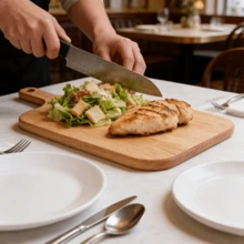 1 pieza Tabla de cortar de madera de roble premium de alta calidad, tabla de cortar de palisandro, tabla de cortar de doble cara, adecuada para manipular alimentos cocidos y crudos por separado, fácil de transportar y limpiar, aplicable para carne, verduras y frutas | Adecuado para la cocina del hogar y el dormitorio | Alimentos, bandeja de madera, diseño, disponible en 3 tamaños - 1PC - Ver 4