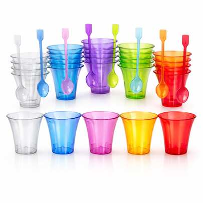 Kit 100 Copinho Brigadeiro + 100 Colher Copo Tacinha Docinho Varias Cores