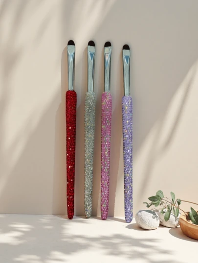 Luxury Rhinestone Eyeliner Brush, Precise Eye Detail Brush With Ultra-Thin Soft Bristles For Lash Line And Tear Duct