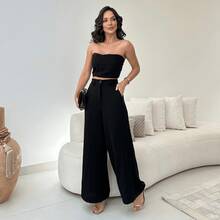 Women's Set Of Pantalona Pants And Cropped In Duna - 黑色 - 查看 11