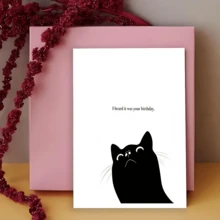 1pc Funny Birthday Card, Black Cat Design, I Heard It's Your Birthday With Sense Of Design High Quality - Sets - View 6