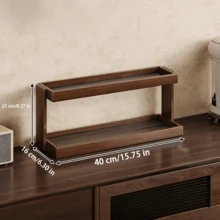 1pc Coffee Cup Rack Coffee Station Bar Storage 2-Tier Cup Rack Dressing Table Cosmetic Organizer - Brown - View 2