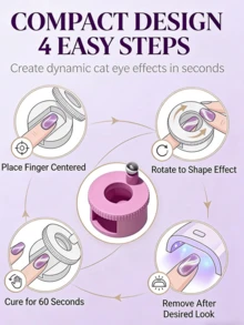 2026 Nuevo Imán de uñas de ojo de gato giratorio 360°, bolas de vidrio automáticas, adecuado para principiantes, fácil de crear efecto brillante de ojo de gato (1 set - rosa) - Herramientas para uñas - Ver 4
