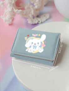 SANRIO 1个Hello Kitty女士短款钱包，粉白可爱图案，PU皮革迷你钱包，拉链封口，小巧对折设计，带信用卡夹层和零钱袋，时尚可爱，是送给女孩和青少年生日的理想礼物 - 彩色 - 查看 5