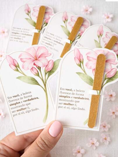 Kit Cartão Tag Flor Corte Especial Com Mini Lixa