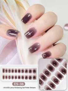 Semi Cured Gel Nail Strips, 20Pcs Long Lasting Salon Quality Wraps, Easy Apply & Remove Gel Nail Stickers With UV Light - Dark Grey - View 2
