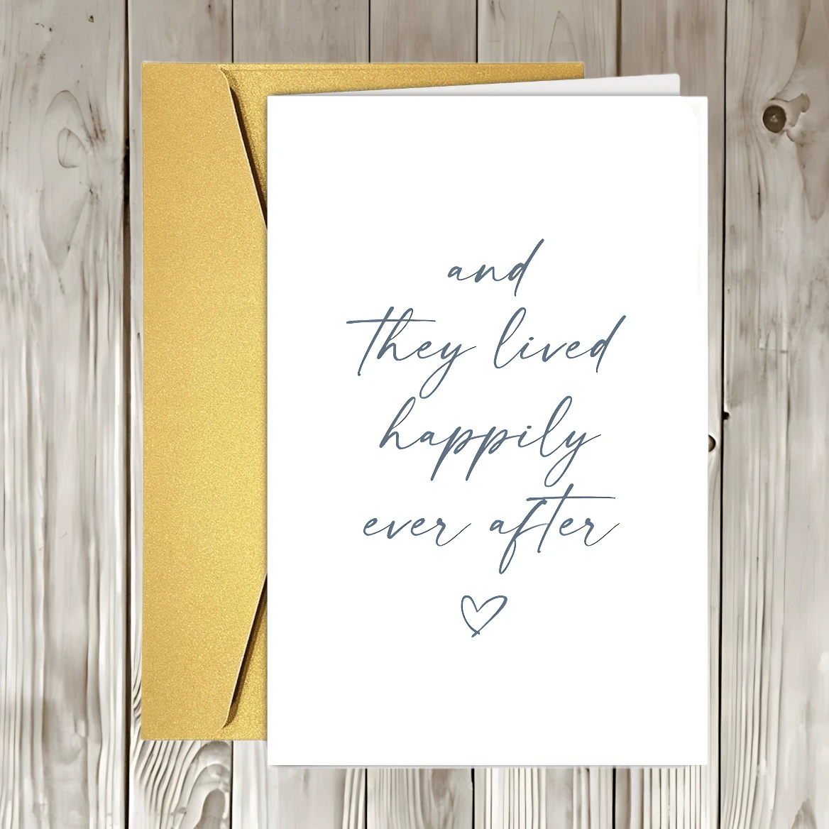 1 PC Simple And Elegant Wedding Card - "They Lived Happily Ever After" Message, Heart-Shaped Design, Suitable For Weddings, Anniversaries, And Special Occasions - A Heartwarming Valentine's Day Keepsake, Modern Font Style, Exquisite Packaging, High-Quality Printing. - One Size Fits All - View 1