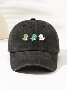 1pc Fashionable Casual Versatile Washed Baseball Cap With "3 Little Dinosaurs" Print, Unisex High-Quality Seasonal Essential, Great Gift For Family And Friends - Baseball Cap - View 11