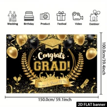 1 tấm banner phẳng 2D - Banner chúc mừng tốt nghiệp với hình bằng tốt nghiệp và mũ tốt nghiệp, thích hợp cho các sự kiện, đám cưới, tiệc tùng, lễ trưởng thành, các mùa lễ hội, lối vào. - Nhiều màu 2 - Xem 6