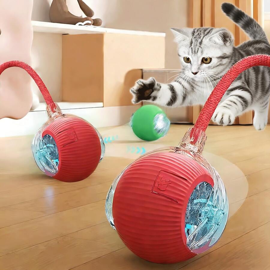 1套互动重力滚球玩具，自动电动猫玩具，智能滚球猫咪玩耍解闷，颜色随机