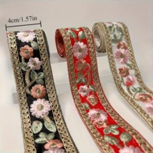 1.5 Yard/2.5 Yard New Embroidered Lace Trims, Embroidered Lace, Water-Soluble Lace, Applique Lace, Sewing Handmade Decorations, Suitable For Sewing Crafts, Party, Wedding, Clothing Decoration, Headwear, Collar, Hat, Gift Packaging, Curtains, Tablecloths, Home Textiles, Bags, Bedding, Holiday Decorations And DIY Accessories - Red - View 4