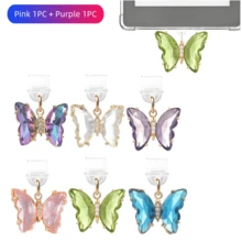 Colorful Butterfly Dust Plug Pendant, Cute Type-C USB-C Charging Port Decor, Suitable For Type-C USB-C Charging Interface - Butterfly - View 10