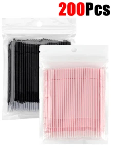 500/400/200/100pcs White, Black, Pink And Purple Soft Micro Brushes, Disposable Micro Brush Heads For Eyelash Extension, Eyelash Glue Cleaning, Eyelash Brush, Eyebrow Brush, Eyeshadow Brush, Spiral Brush, Mascara Brush - Multicolor - View 8