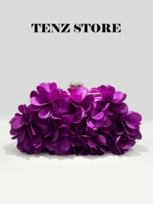 这款女士优雅紫色真丝缎面花瓣晚宴手拿包，饰以金色五金配件，配有可拆卸肩带，是晚宴、春季婚礼、派对、鸡尾酒会、度假、毕业典礼、性别揭晓派对和正式场合的完美之选，与您的真丝缎面连衣裙相得益彰。春夏必备单品，也是母亲节的绝佳礼物。 - 紫色 - 查看 1