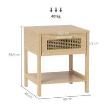 Bedside Tables, Side Tables, Natural Rattan Bedside Tables With Drawers And Open Shelves, Rattan Design, Natural Finish, 40 X 40 X 48.4 Cm - Khaki - View 5