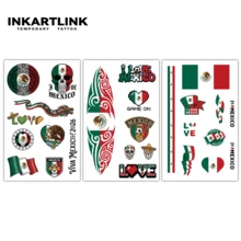 INKARTLINK 3件套墨西哥国旗系列临时防水纹身贴纸，持久2-5天，水转印纹身贴，男女通用，派对和节日身体装饰 - 彩色 - 查看 3