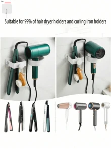 Rose Gold Blow Dryer Holder, Multi-Function Curling Iron Rack, Bathroom Wall-Mounted Storage Shelf, Black ABS Material With Small Drawer, Can Hold High-Power Hair Dryer & Straightener, Heat-Resistant Design, Stable Load-Bearing, Easy Installation Without Drilling, Protect Wall, Organize Beauty Tools, Upgrade Living Quality - View 11
