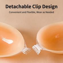 1 Pair Of Silicone Bras, Bra, Strapless Silicone Bra, Women's Silicone Gathered Chest Patch, Popular Style,Wedding Bra, Nipple Patch, Breathable Waterproof Bra - 杏色 - 查看 6