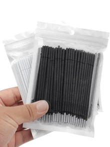 500/400/200/100pcs White, Black, Pink And Purple Soft Micro Brushes, Disposable Micro Brush Heads For Eyelash Extension, Eyelash Glue Cleaning, Eyelash Brush, Eyebrow Brush, Eyeshadow Brush, Spiral Brush, Mascara Brush - Multicolor - View 4