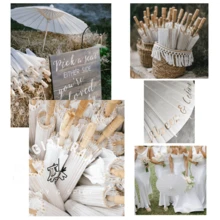 1 pieza Parasol de papel blanco: Hecho de papel/bambú con un mango elegante. Adecuado para duchas nupciales, regalos de fiesta, decoración de mesa, decoración de boda, decoración del hogar, decoración de habitaciones, cumpleaños de novia, decoración de fiesta de graduación, decoración de fiestas, despedida de soltera y talla grande. - Blanco - Ver 7