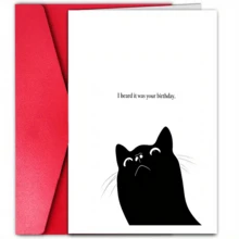 1pc Funny Birthday Card, Black Cat Design, I Heard It's Your Birthday With Sense Of Design High Quality - Sets - View 2