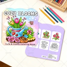 COZY BLOOMS 成人大胆不对称图案涂色书，精美儿童绘画书，完美的派对和生日礼物，24页单面不对称设计，放松身心的益智DIY绘画书 - 不規則著色書 - 查看 4