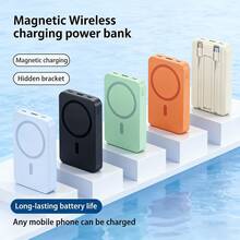Fast Charging Magnetic Wireless Power Bank 10000mAh High-Speed Fast Charging Portable Power Bank – Built-In USB-C Charging Cable With Convenient Foldable Phone Stand & Dual Output Ports, Wide Compatibility With IPhone17/16/15/14/13 & All Android Devices, Ultra-Compact Lightweight Design Easy To Carry Anywhere, Perfect Holiday & Birthday Gift For Family And Friends, Valentine's Day Gift - Apricot - View 6