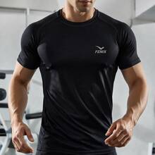 Kit Of 2 Men's Dry Fit T-Shirts For Gym, Training, Fitness, Sports, Running, Lightweight, Breathable, Comfortable, High Performance - Xanh hải quân + Đen - Xem 3