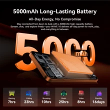 Blackview WAVE10 Unlocked Smartphone, Android 16 Mobile Phone, 5000mAh 10W Fast Charging, Octa-Core Processor (8GB+24GB Expandable) GB+128GB/256GB SD 1TB CellPhone - Blue - View 8