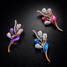Broche de flor, design elegante e requintado, antirreflexo, versão coreana, joia de luxo, belo acessório, broche de flor, fivela de colarinho moderna para festas. - Multicolorido - Ver 1