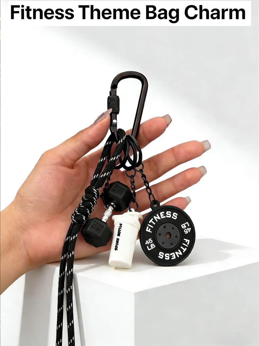 一系列创意、可爱、甜美、时尚的运动主题包包挂饰/钥匙扣，健身配件，夏季时尚必备单品——杠铃、哑铃、水壶造型钥匙扣，背包挂饰，珠宝钥匙扣，适合热爱运动的男孩、女孩、男士和女士，精美礼品。 - 彩色 - 查看 1