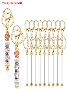 Bộ 16 móc khóa hạt cườm rỗng, phụ kiện tự làm móc khóa hạt cườm bằng hợp kim kẽm, thích hợp để làm mặt dây chuyền, móc khóa tự làm và quà tặng trang sức. - Bộ móc khóa (dây chuyền) - Xem 19
