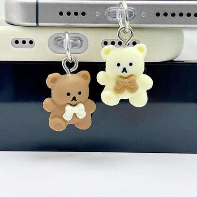 1/2/4pcs Decorative Dust Plug Charms Compatible With Kindle, Suitable For Type-C Charging Port, Cute Gifts For Readers, Kindle Accessories (Bear/Bow)