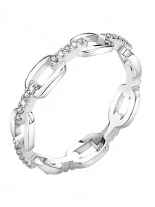 1Pc 925 Sterling Silver Three Rows Of Full Diamonds With Serrated Edges Rings For Women Fit Earring Fine Engagement Jewelry Fashionable And Exquisite Shiny Crystal Earrings Fine Jewelry - Silver - View 48