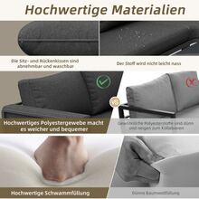 Garden Furniture Set (4-5 People) Containing A Tempered Glass Coffee Table, A Galvanized Iron Frame, Comfortable Garden Furniture, Grey Cushions And Pillows, And Height-Adjustable Table Legs. - Dark Grey - View 9