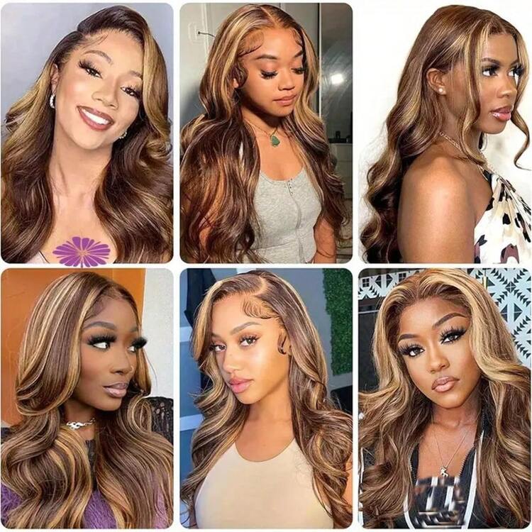 MUEN Human Frontal Hair Wig 8-36 Inch Lace Frontal Wig 13X4 13*6 4*4 5*5 Highlight Body Wave Lace Front Wigs Human Frontal Hair Blended 200% Density Real 13X4 Lace Front Wigs Human Frontal Hair Pre Plucked - SP4/27 - View 9