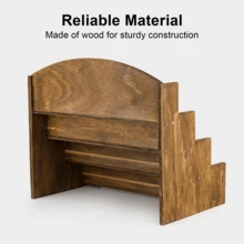 4-Tier Wooden Greeting Card Display Stand, Multifunctional Card Holder Rack Organizer For Postcards, Stickers & Retail Display, Brown - Brown - View 3